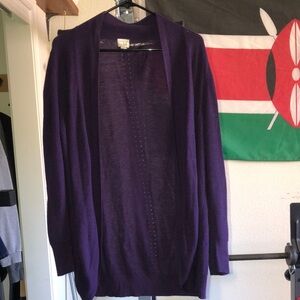 Purple Open Front Cardigan